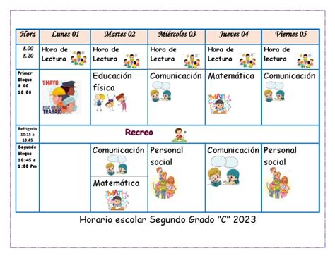 Horario Segundo Grado 3 Pdf