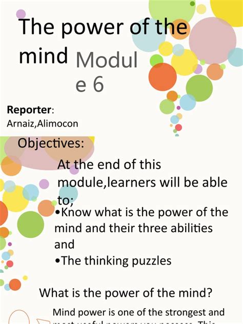 Module 6 The Power of The Mind | PDF | Thought | Mind