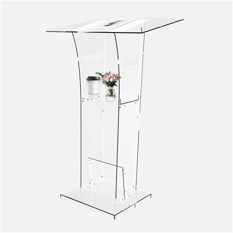 Acrylic Podium Stand 43 H Clear Acrylic Podium With Storage Shelf Portable