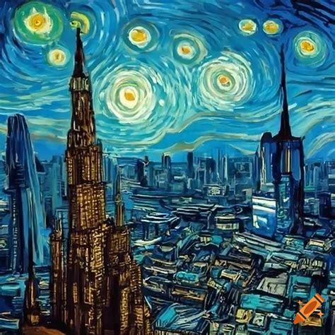 Vincent Van Gogh Style Futuristic Cityscape On Craiyon