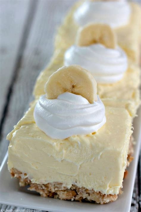 Banana Cream Cheesecake Bars Kitchen Fun With My Sons