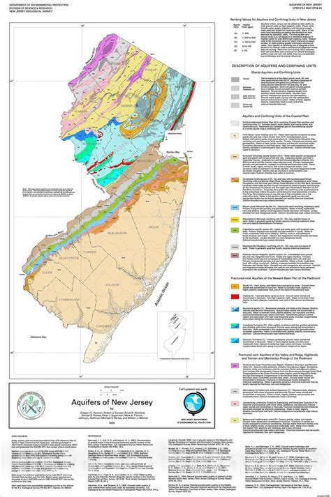 Map Aquifers Of New Jersey 1998 Cartography Wall Art Historic