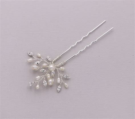 Swarovski Crystal Freshwater Pearl Wedding Hair Pin Bridal Etsy