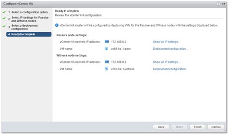 Configure Vcenter High Availability Basic