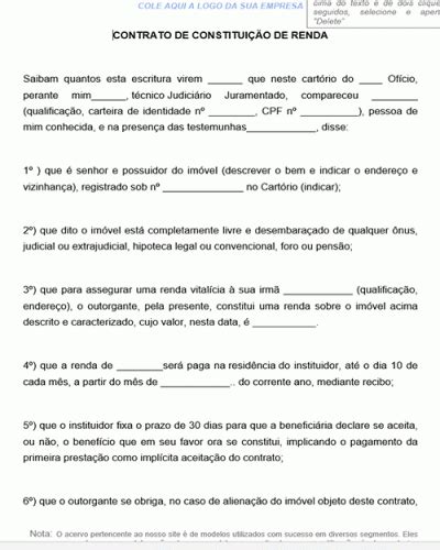 Modelo De Contrato De Constitui O De Renda