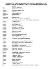 CATALOGO DE CUENTAS CON BASE A LA NORMA INTERNACIONAL DE INFORMACION