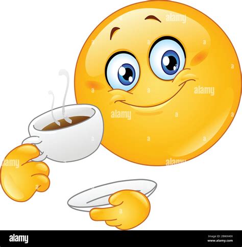 Emoticon Drinking Coffee Stock Vector Image Art Alamy