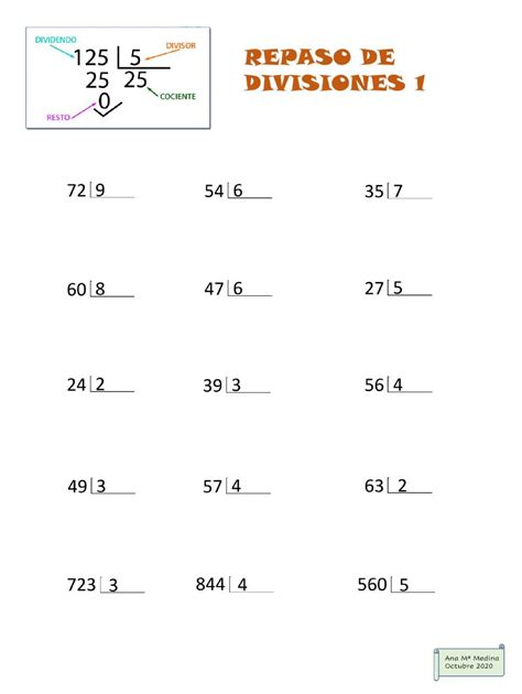 Ejercicio Online De Divisiones 1 Cifra Artofit