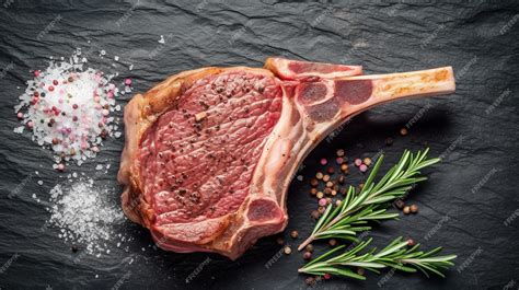 Premium Photo Freshly Grilled Tomahawk Steak On Slate Plate