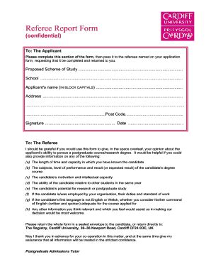 Cardiff University Referee Report Form Fill And Sign Printable