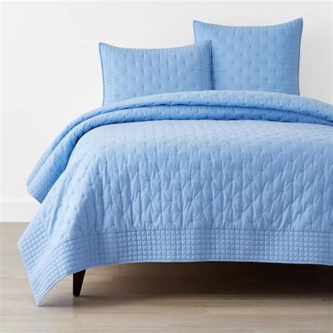 The Company Store Pintuck Blue King Cotton Quilt 51452Q-K-BLUE - The ...