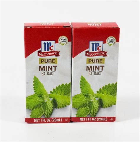 2 Bottles Mccormick Pure Mint Extract 1oz Non Gmo Spearmint Peppermint