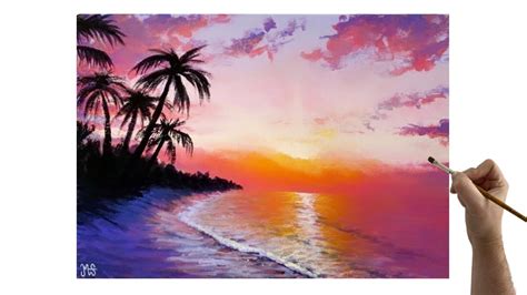 Tropical Beach Acrylic Painting Tutorial Tropical Beach Acrylic