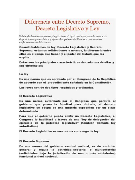 Diferencia Entre Decreto Supremo Pdf