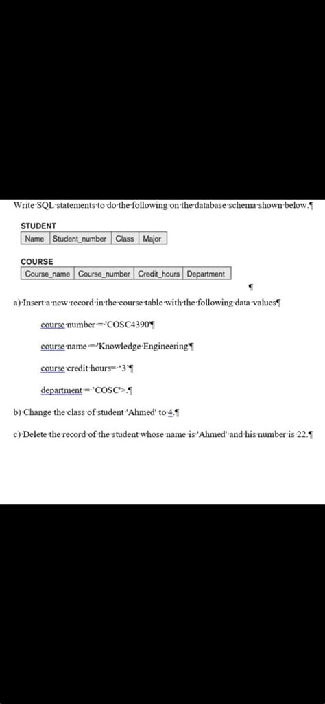 Answered Write Sql Statements To Do The Bartleby