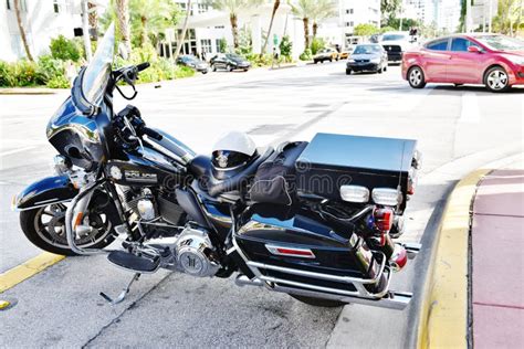 Florida State Miami Beach Usa Police Motorcycle Editorial Image - Image ...