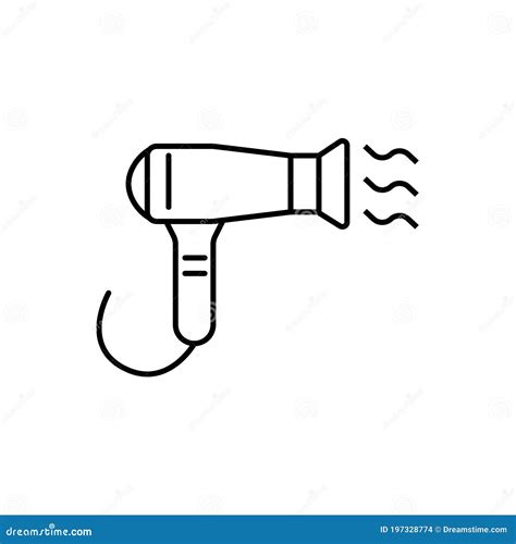 Hair Dryer Or Blow Dryer Symbol Vector Outline Style Stock Illustration