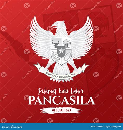 Vector Illustration Selamat Hari Lahir Pancasila Stock Vector