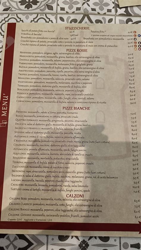 Menu Da Antiche Torri Ristorante Potenza