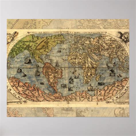 Wereldkaart Vintage Atlas Historische Continenten Poster Zazzle Nl