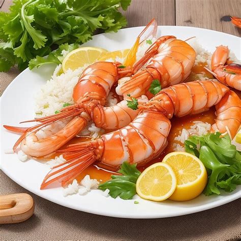 Premium Photo Freshness And Gourmet Seafood Meal Cooked Prawn On