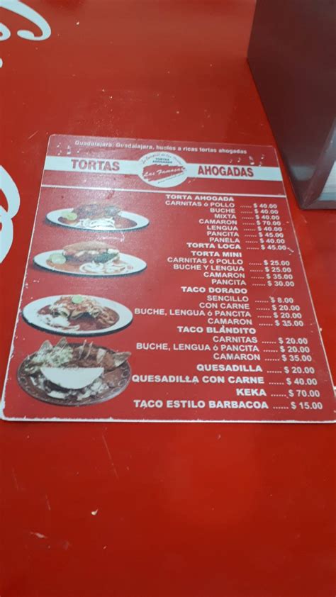 Carta Del Restaurante Tortas Ahogadas Las Famosas Guadalajara Avenida Patria 2546 A