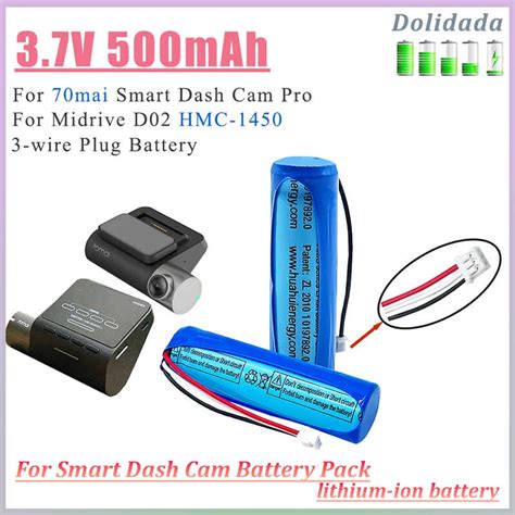 New 3 7V 500mAh Li Ion Battery For 70mai Smart Dash Cam Pro Midrive D02