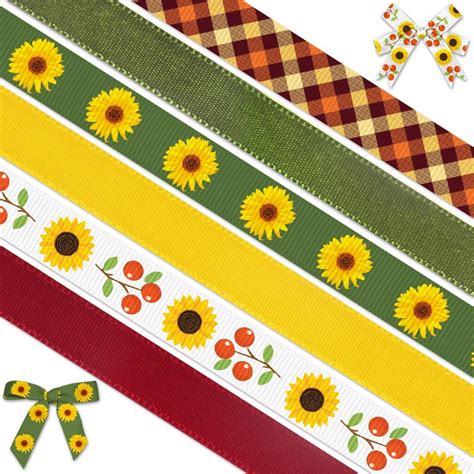 Amazon Threetols Rolls Yards Fall Ribbons Autumn Sunflower