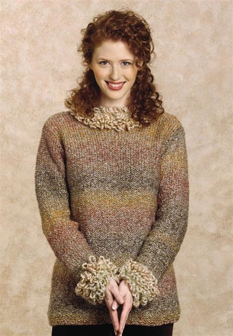 Knit Fringed Elegance Pullover In Lion Brand Homespun 20002