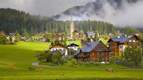 landscape, tree, villages, built structure, Austria, outdoors, wood, environment, architecture ...