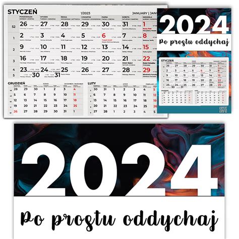 KALENDARZ JEDNODZIELNY ŚCIENNY 2024 MOTYWACYJNE PO PROSTU ODDYCHAJ