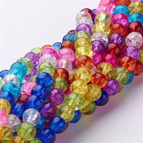 4mm Glass Crackle Beads Mixed Color Glass Bead Lot Assorted Etsy