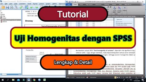 Tutorial Uji Homogenitas Dengan Spss Lengkap Dan Detail Youtube