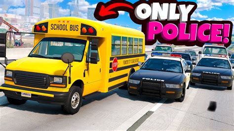 School Bus Chase But All The Traffic Is Police Cars In Beamng Drive