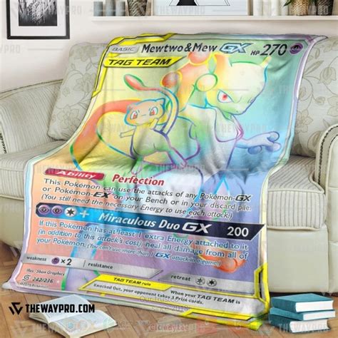 HOT Pokemon Mewtwo And Mew GX Fleece Blanket Express Your Unique