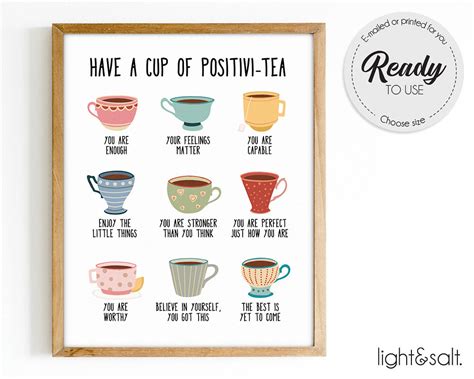 Positivi Tea Positivity Self Affirmation Print Positive Etsy