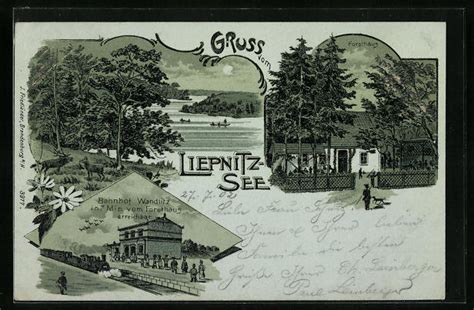 Mondschein Lithographie Wandlitz A Liebnitzsee Liebnitzsee Mit