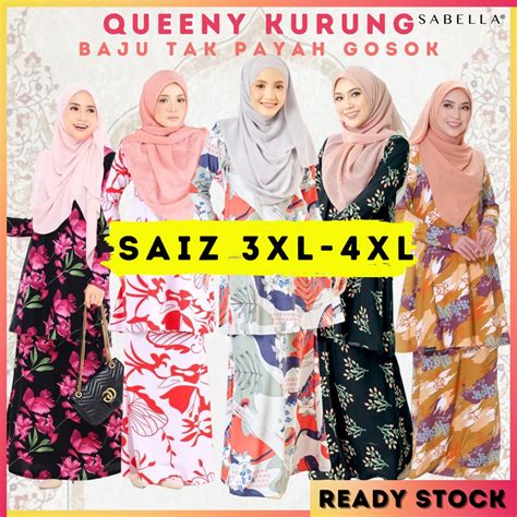 Ready Stock Sabella Queeny Kurung Moden Printed Ironless Mosscrepe