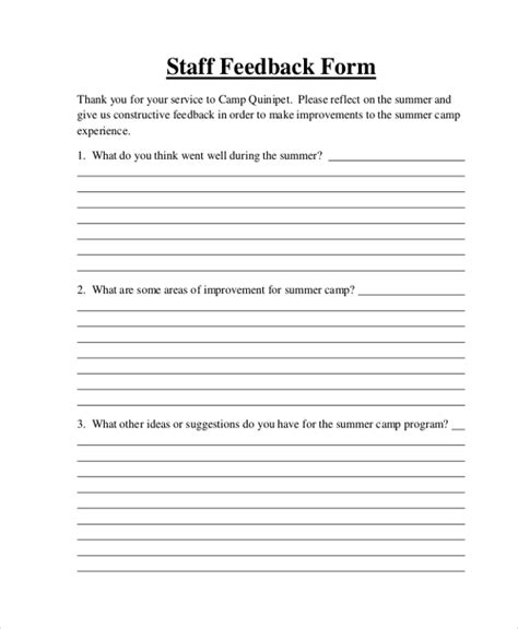 FREE 28+ Sample Feedback Forms in MS Word | PDF | Excel