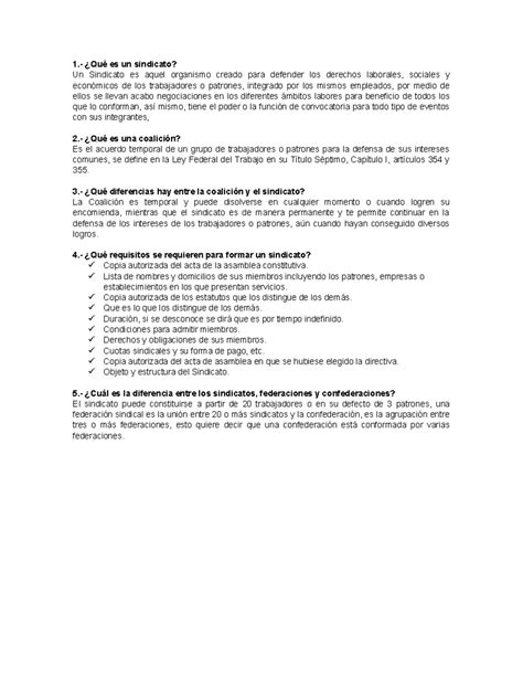 FORO 1 derecho colectivo y procesal del trabajo 1 Qué es un