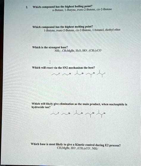 SOLVED: Which compound has the highest boiling point? Butane, 1-Butyne, trans-2-Butene, â‚¬4s-2 ...