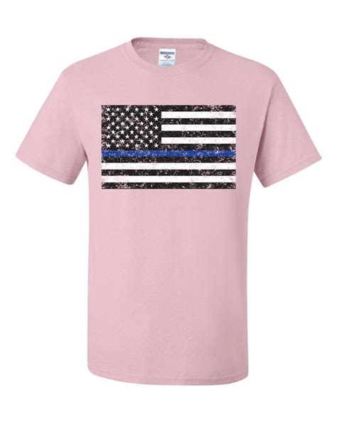 American Flag Thin Blue Line T Shirt Police Usa Law Enforcement Tee