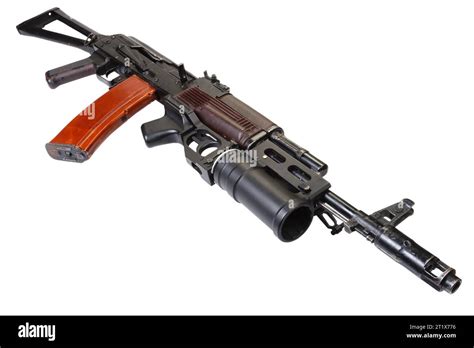 Kalashnikov AK 74 With GP 25 Grenade Launcher Isolated On White Stock