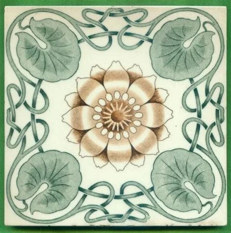 Jugendstil Fliese Kachel Art Nouveau Tile Tegel Wessel Seerose