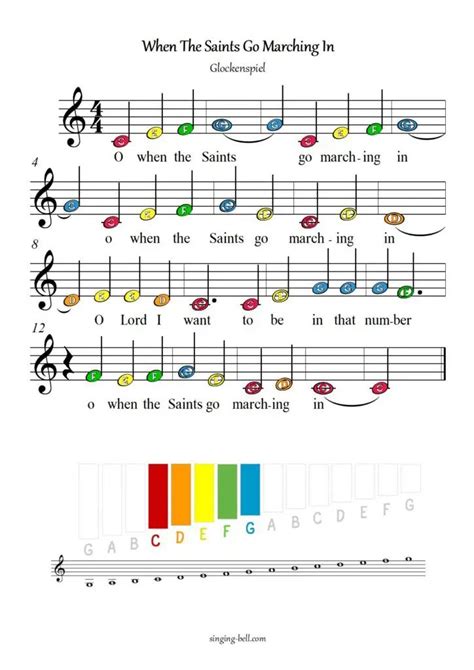 30 Easy Music Sheets With Letters For The Glockenspiel Xylophone