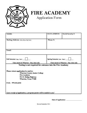 Fillable Online Wcjc Fire Academy Application Form Wharton County