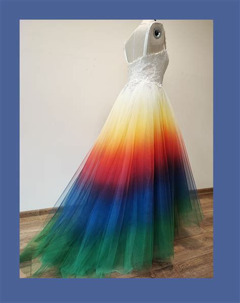 NEW Hand Painted Ombre Wedding Dress.sunset/rainbow Wedding Dress