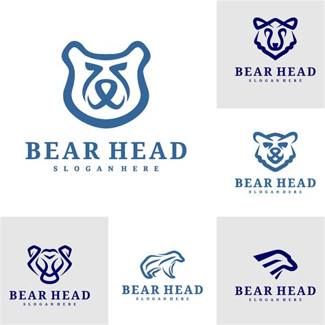 Set Of Bear Logo Template Creative Bear Head Logo Design Concepts 46113113 Vector Art At Vecteezy