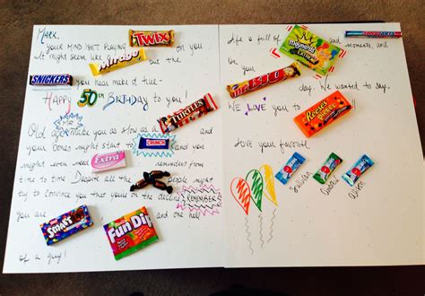 Candy gram type Birthday card - lots of sweet treats for my Dad on his ...