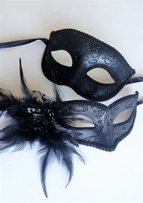 Black Masquerade Ball Masks His And Hers Mask Pair Men Women Couple